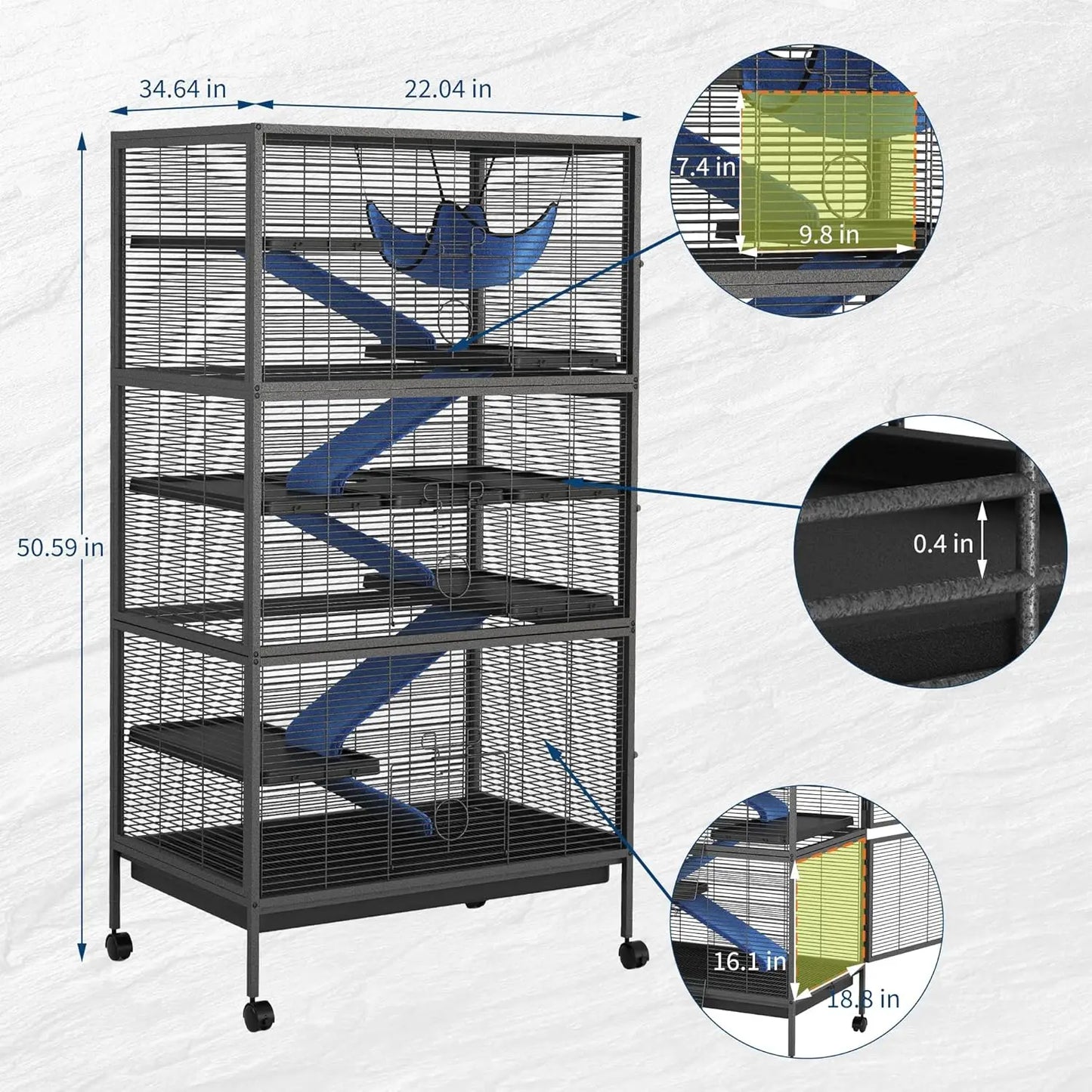 Multi Level Bird Cage With Rolling Stand For Parrots And Small Pets