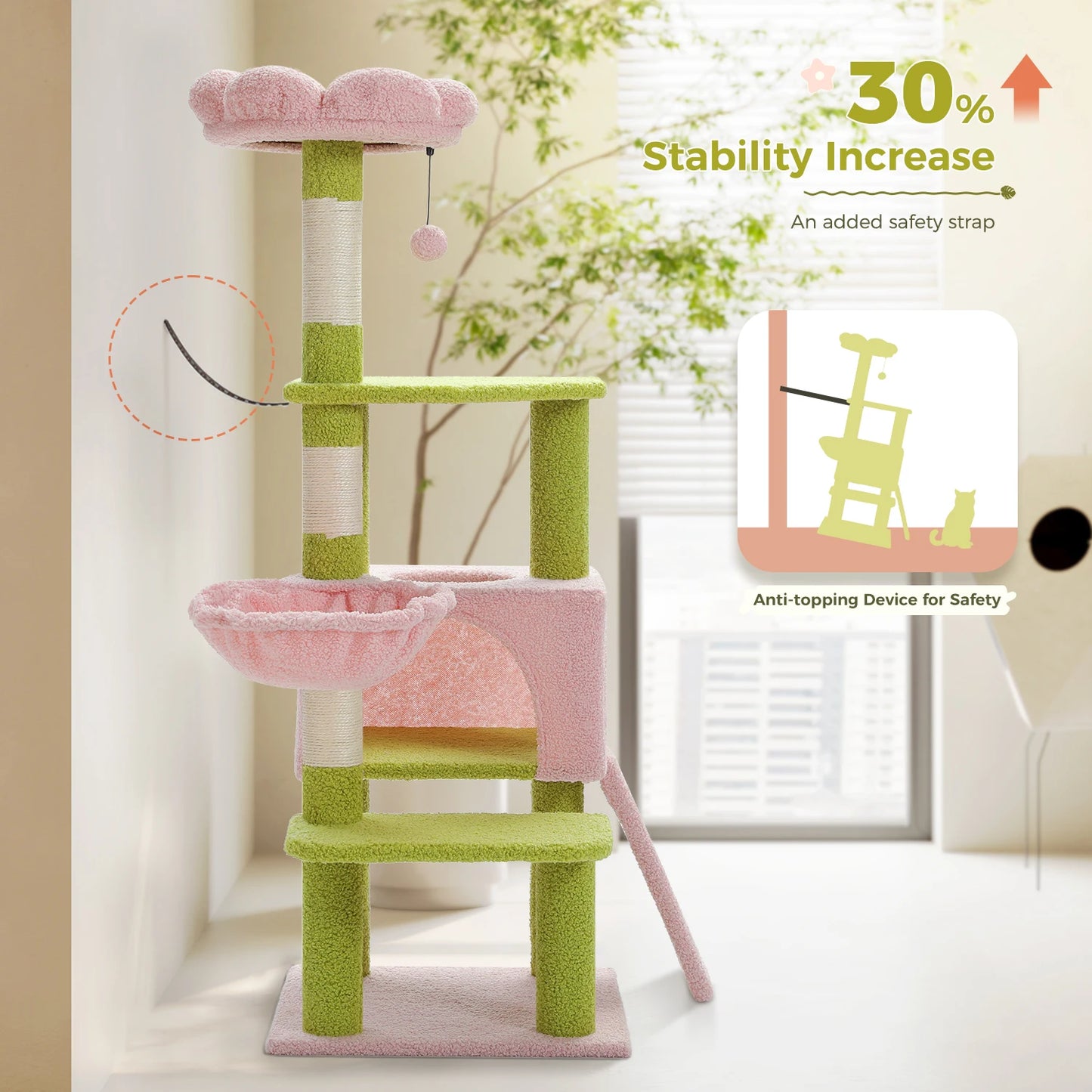 PAWZ Road Flower Cat Tree Multi Level Tower With Sisal