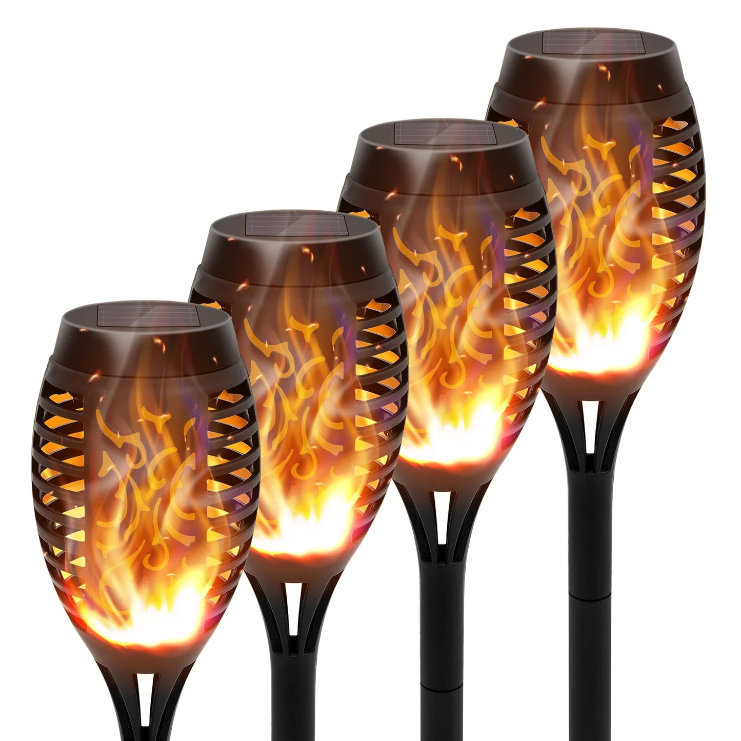 Solar Torch Lights Flickering Flame Outdoor Garden Path Patio Waterproof