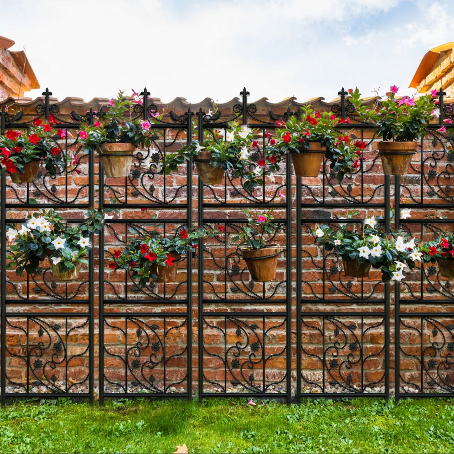 Garden Trellis Metal Fence Lattice Panel Outdoor Decor