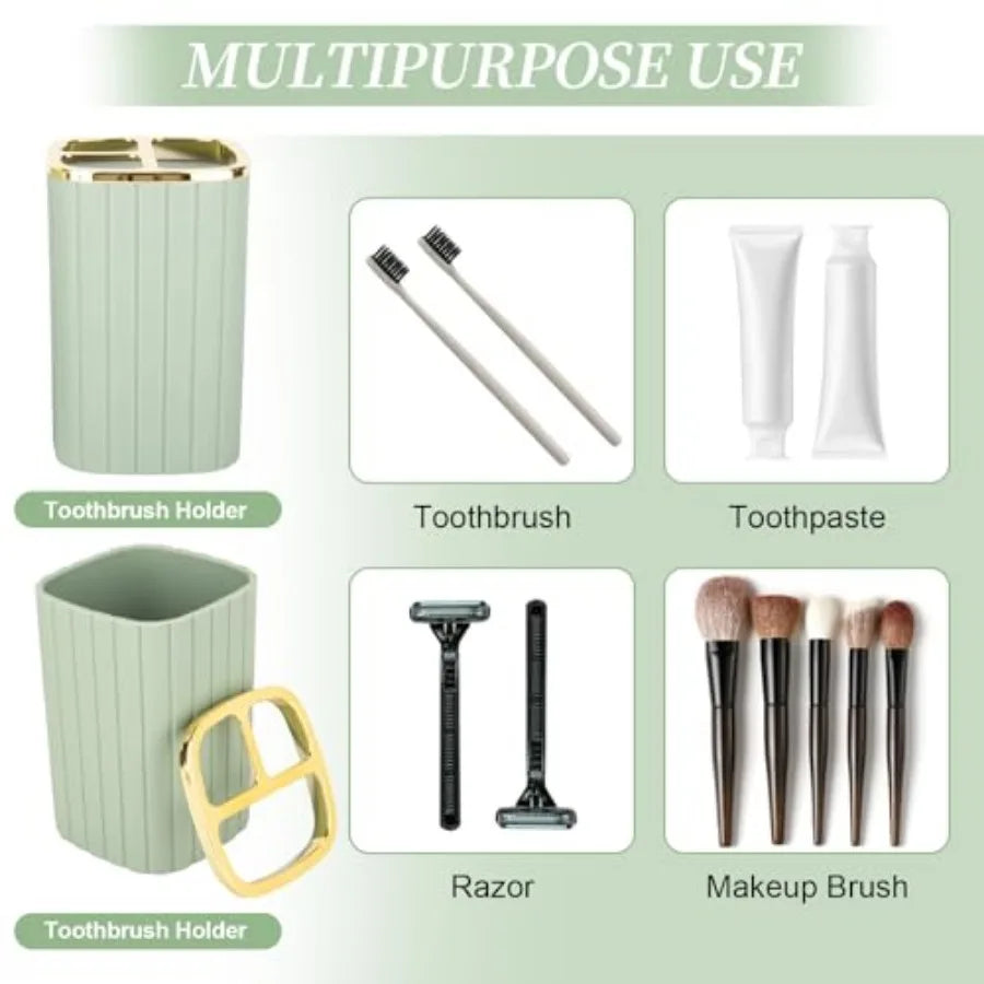 Bohemian Bamboo Bathroom Set With Soap Dispenser And Brush Holder
