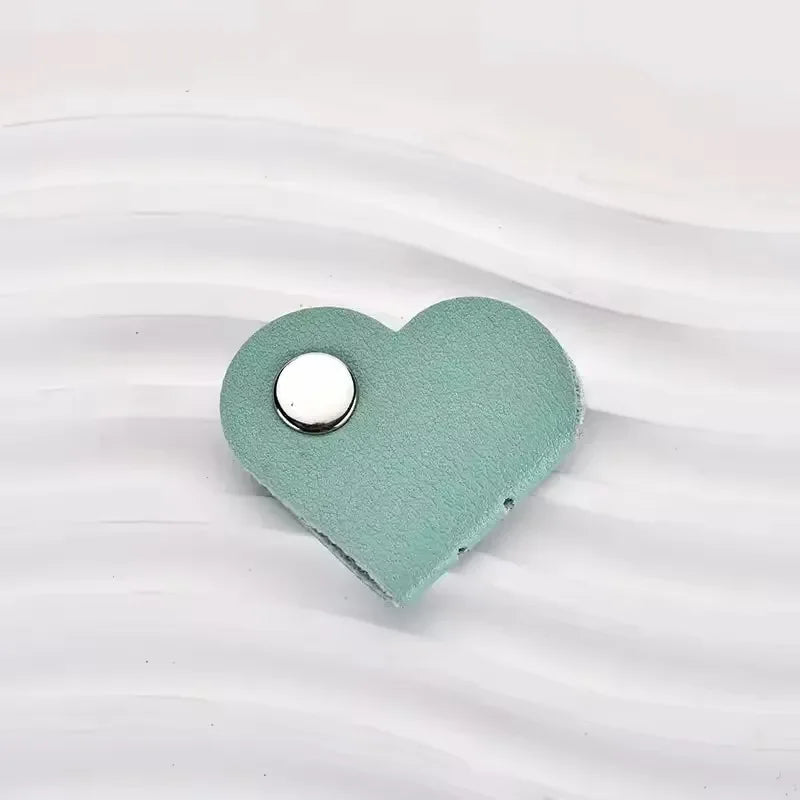 PU Leather Cable Organizer Heart Shaped Clip For Cables