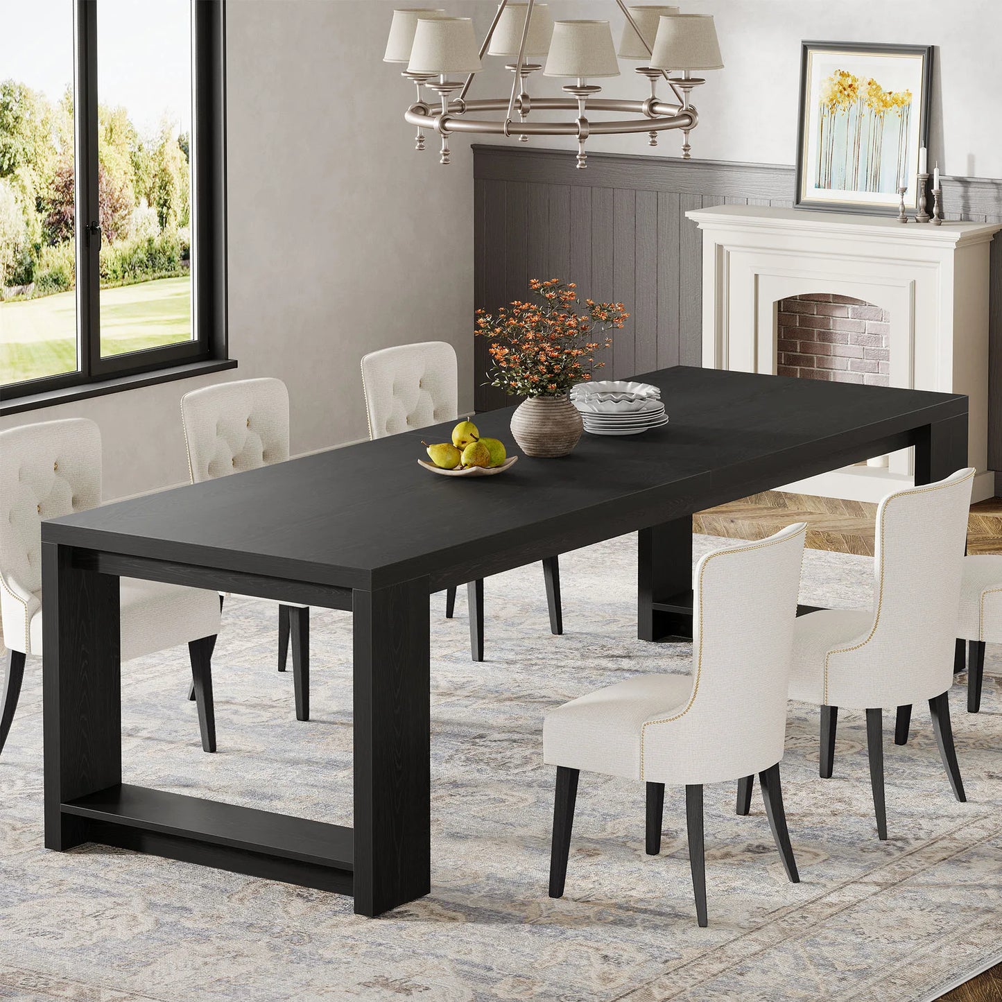 Tribesigns Modern Wood Dining Table With Pedestal Base Residential Furniture, No Chairs