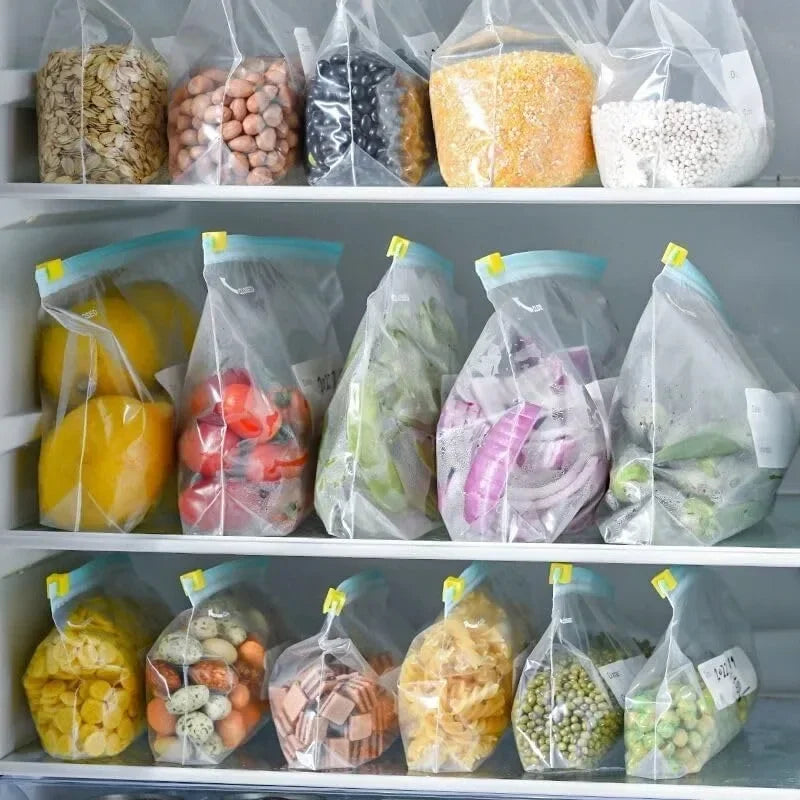 Reusable Food Storage Bags With Zip Seal Transparent Set