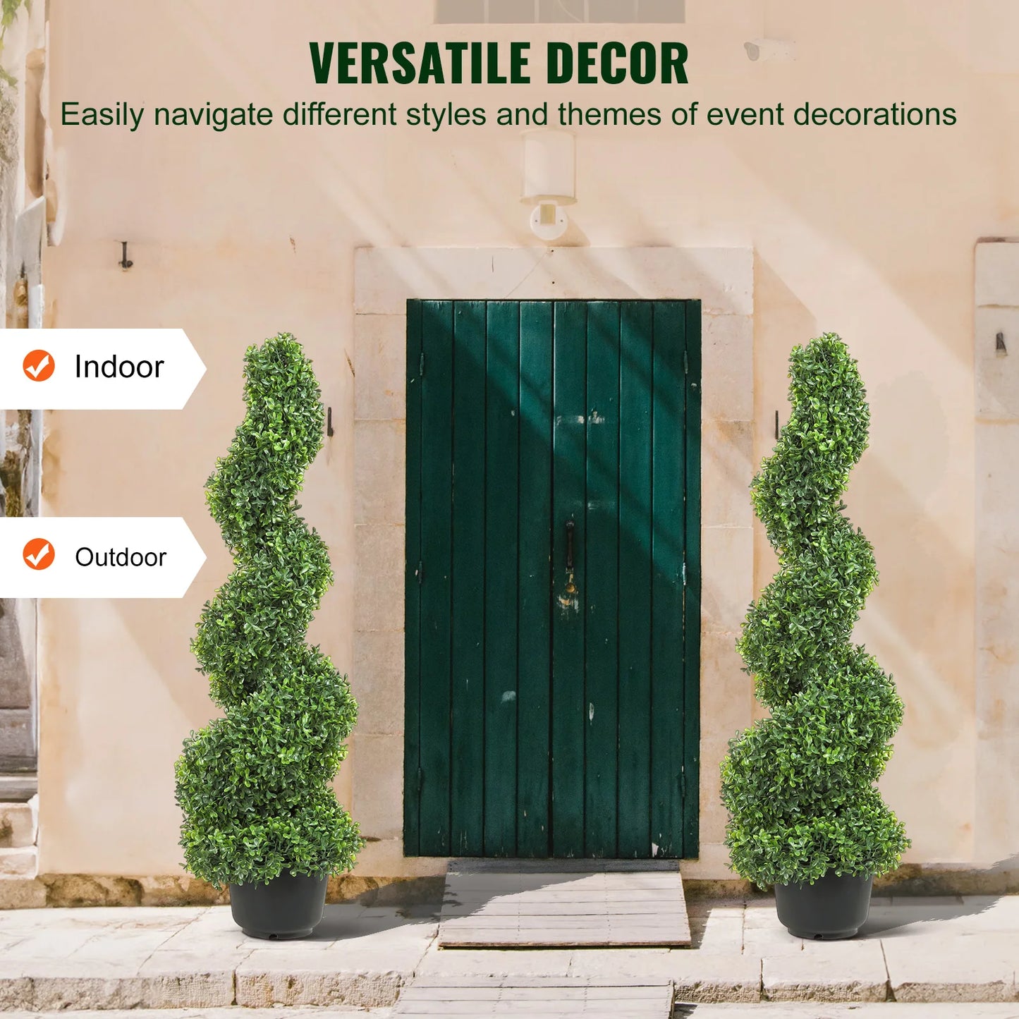 Artificial Boxwood Spiral Topiary Tree Realistic Outdoor Decorative PE
