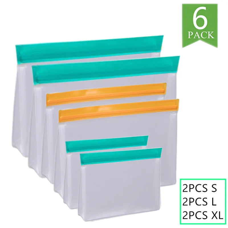 Reusable Silicone Food Storage Bag Stand Up Leakproof Freezer
