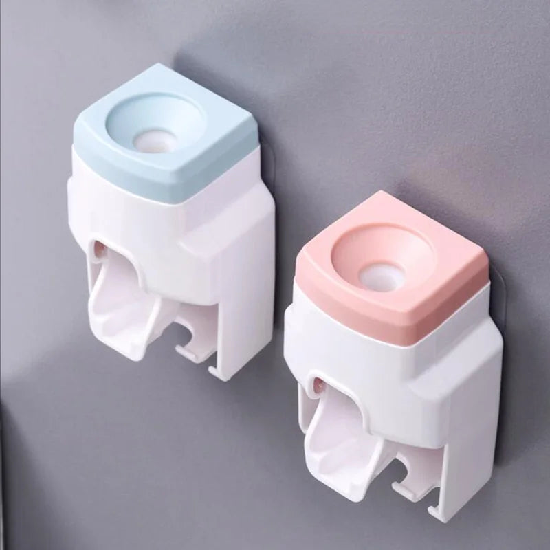 Automatic Toothpaste Dispenser And Wall Mount Toothbrush Holder Gadget