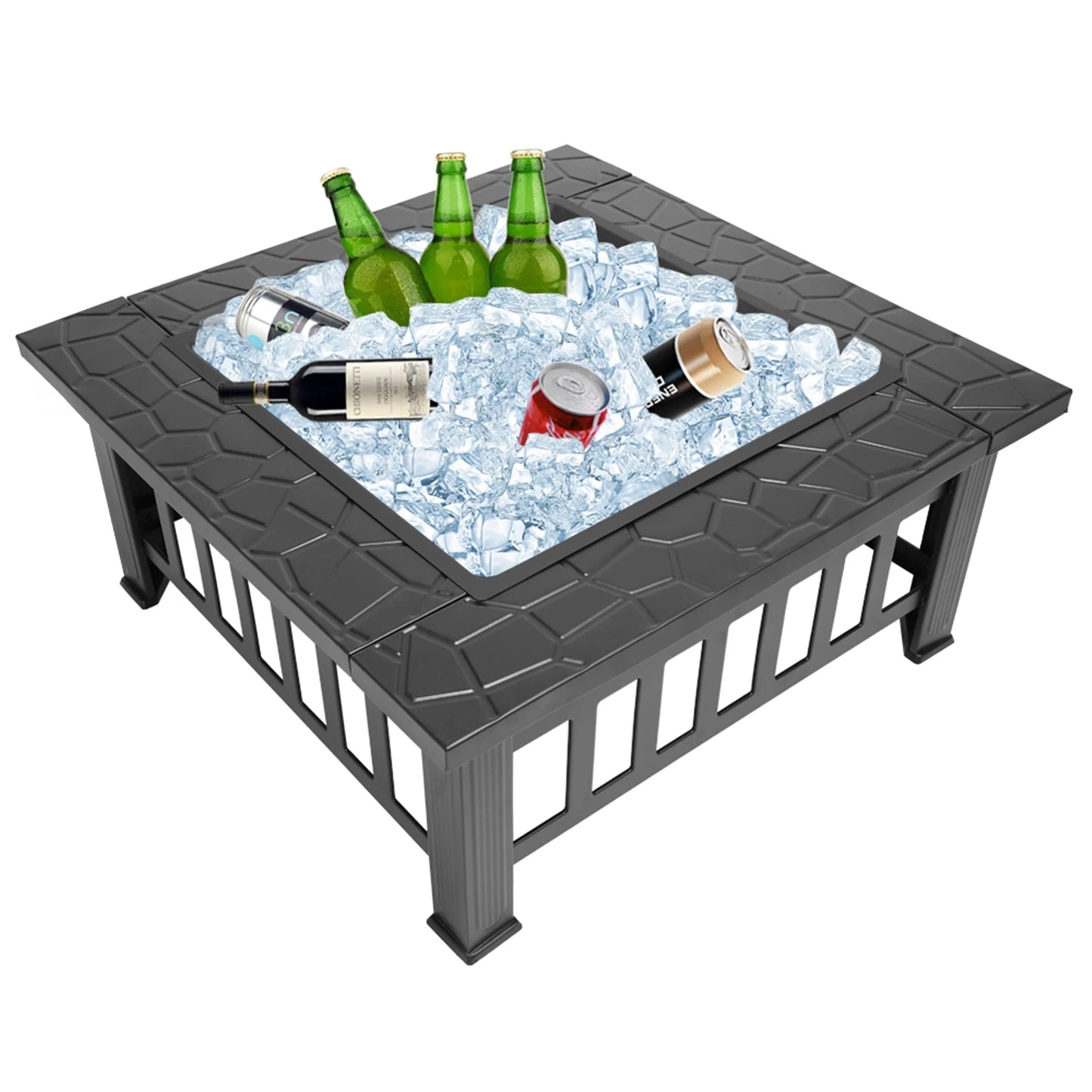 Portable Courtyard Metal Fire Pit With Accessories Outdoor