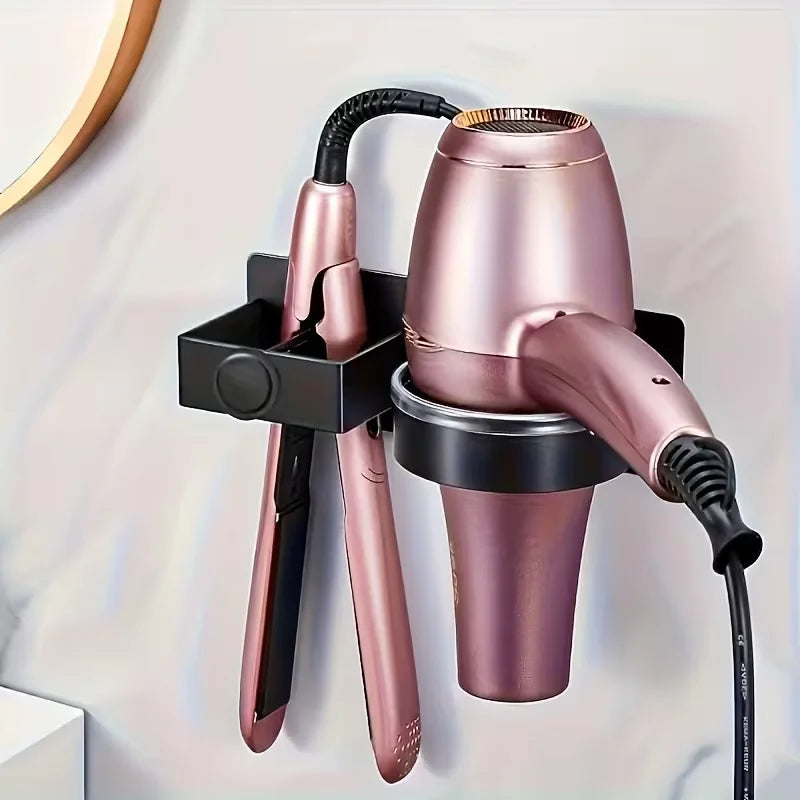 Durable Metal Wall Mounted Hair Dryer And Flat Iron Rack