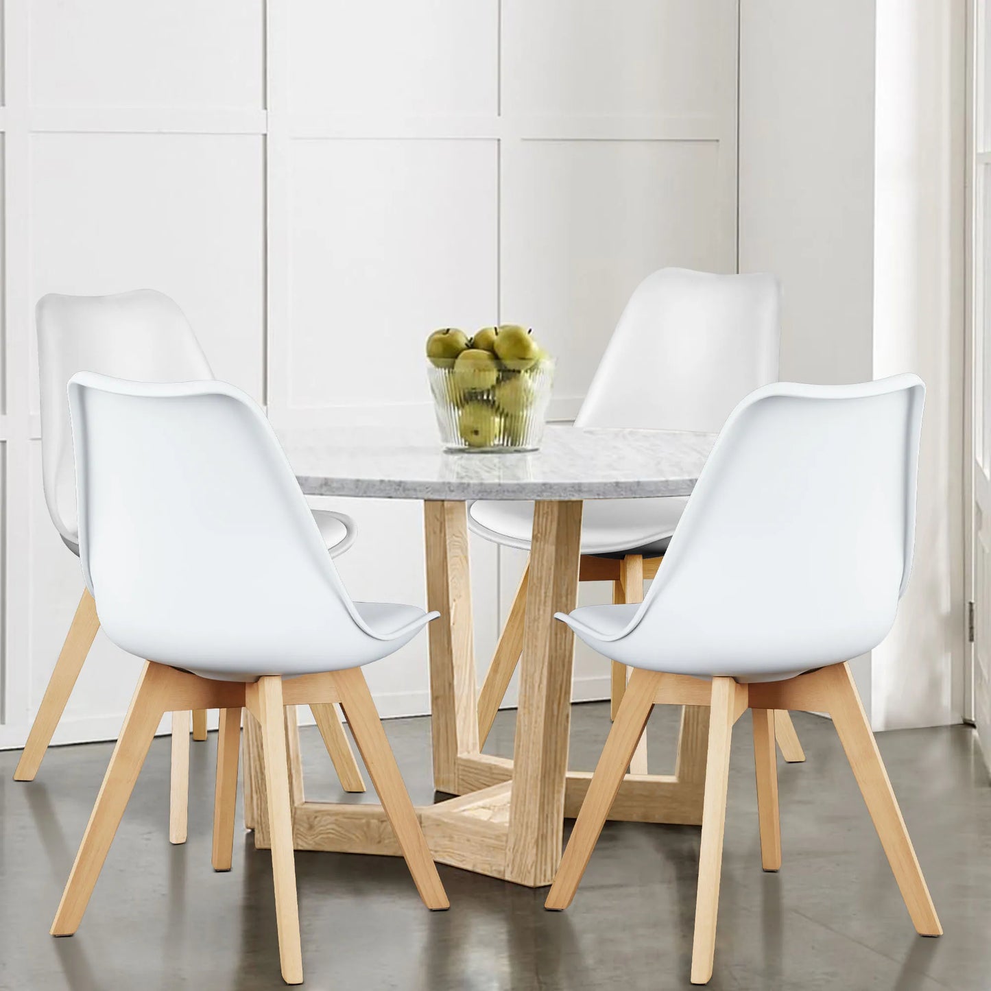 JHK PU Leather Dining Chairs Set With Wooden Legs