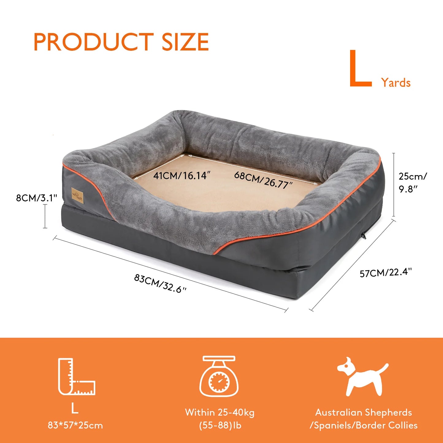 BINGOPAW Removable Washable Cover Dog Bed With Anti Allergy Fleece
