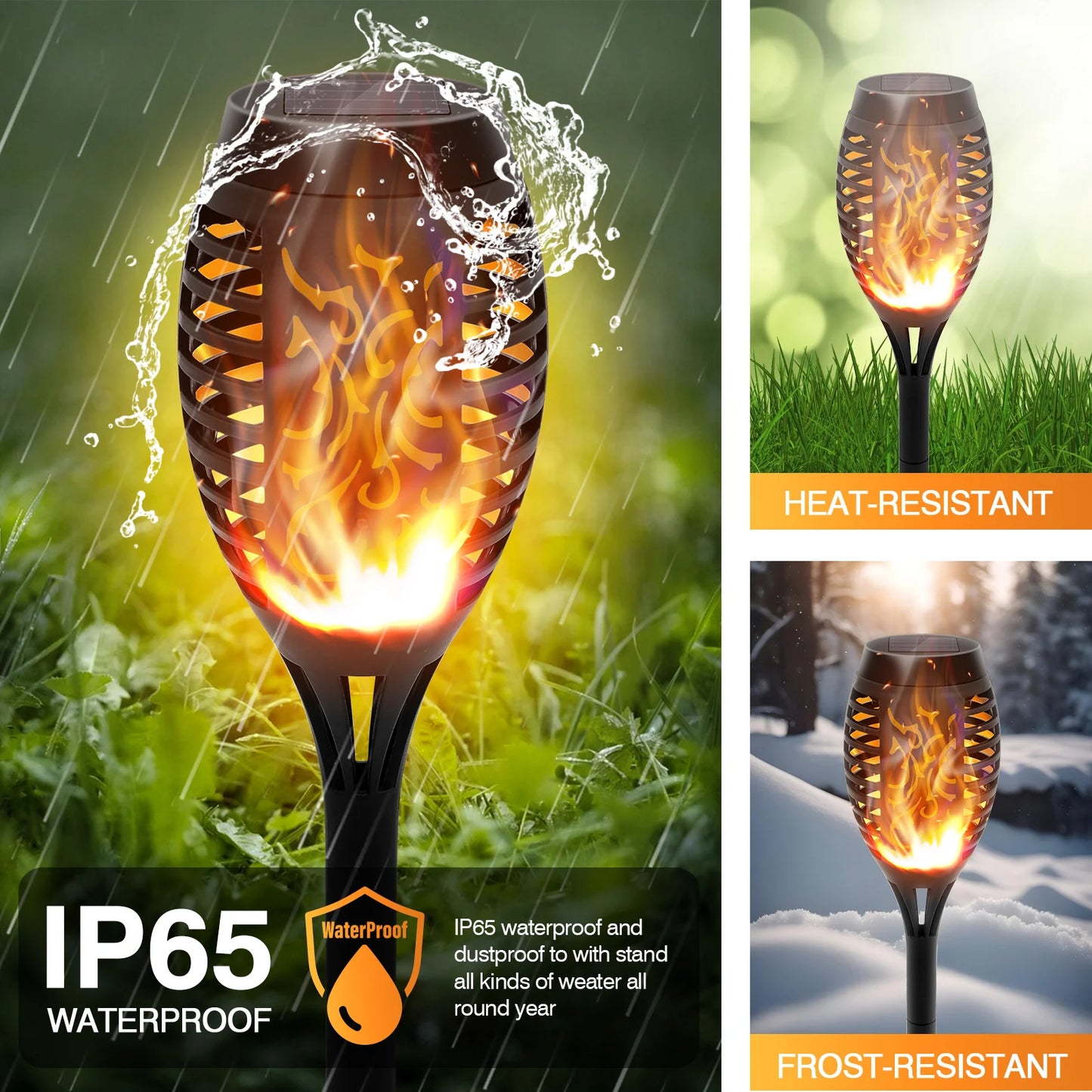 Solar Torch Lights Flickering Flame Outdoor Garden Path Patio Waterproof