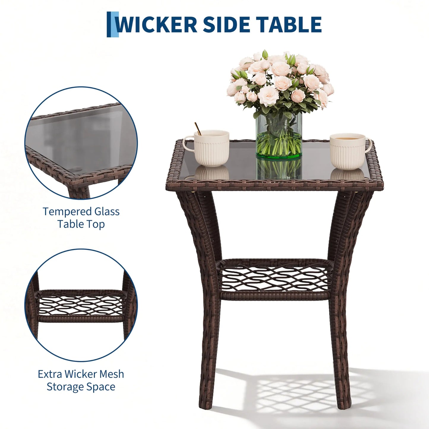 HobbyLane Outdoor Wicker Conversation Set 3 Piece Patio Furniture