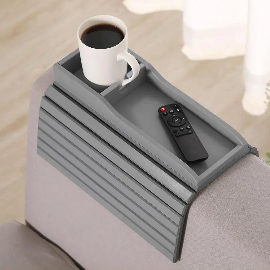 Portab Bamboo Couch Cup Holder Armrest Tray For Safe Drinks