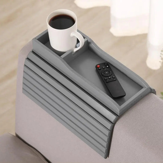 Portab Bamboo Couch Cup Holder Armrest Tray For Safe Drinks